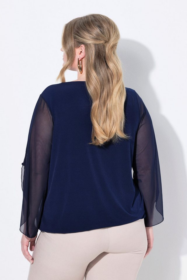MIAMODA Longbluse Bluse 3/4-Mesh-Ärmel mit Schlitz – Bild 3 von 3