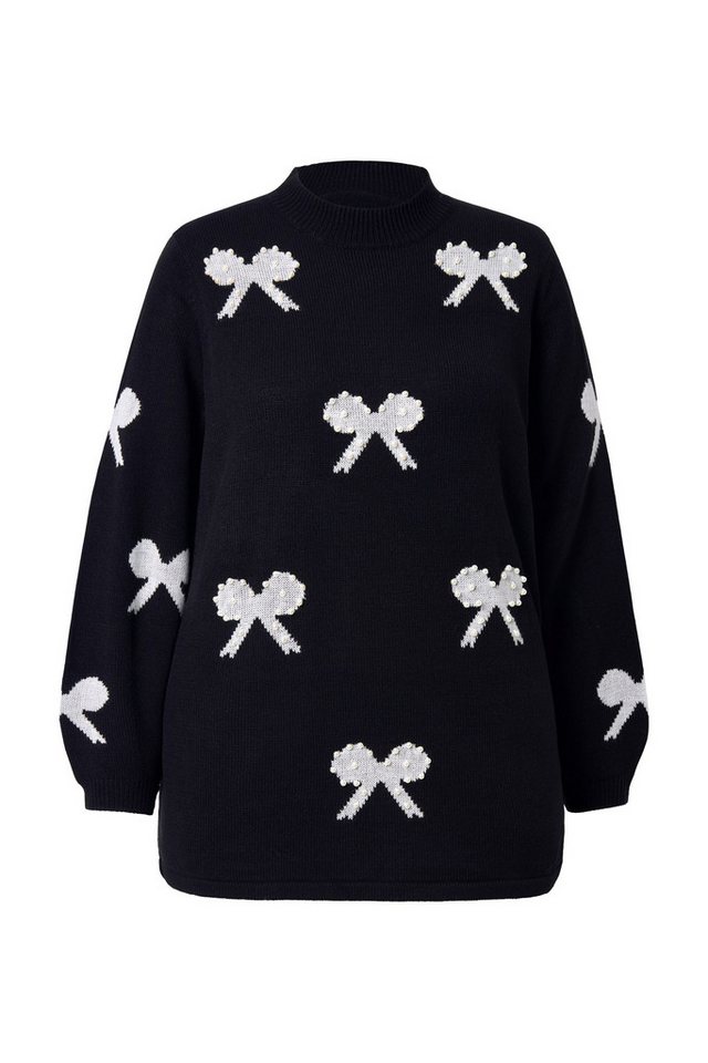 MIAMODA Rollkragenpullover Pullover Regular Fit Schleifen mit Zierperlen – Bild 2 von 3