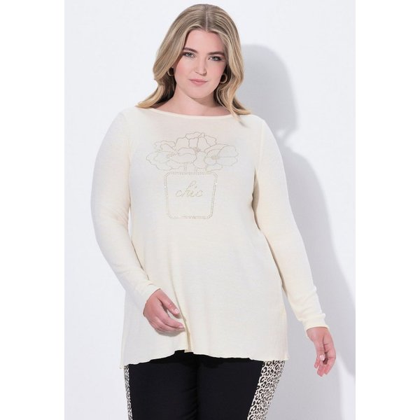 MIAMODA Strickpullover Pullover A-Linie Glitzersteinchen Langarm