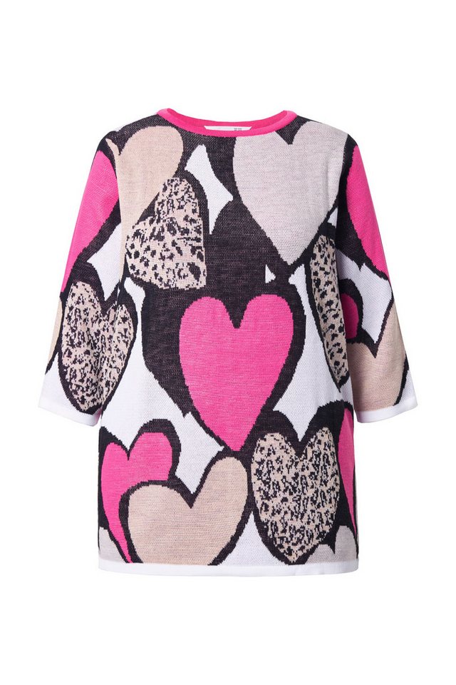 MIAMODA Strickpullover Pullover Loose Fit Herzen 3/4-Ärmel – Bild 2 von 3