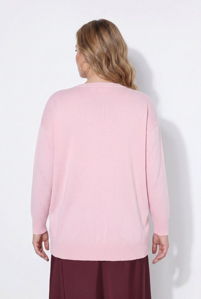MIAMODA Strickpullover Pullover Loose Fit Rundhals Saum hinten länger. – Bild 3 von 3