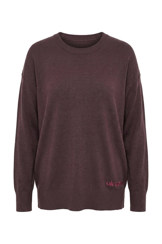 MIAMODA Strickpullover Pullover Loose Fit Schriftzug am Saum Langarm – Bild 2 von 3
