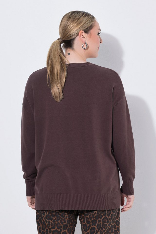 MIAMODA Strickpullover Pullover Loose Fit Schriftzug am Saum Langarm – Bild 3 von 3