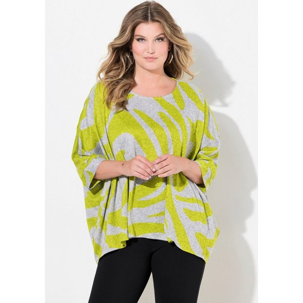MIAMODA Strickpullover Pullover oversized Zebramuster 3/4-Ärmel