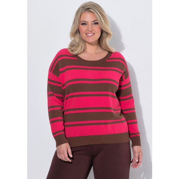 MIAMODA Strickpullover Ringelpullover Loose Fit Langarm