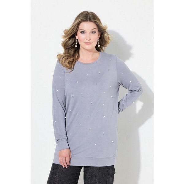 MIAMODA Sweatshirt Sweatshirt Zierperlen Langarm