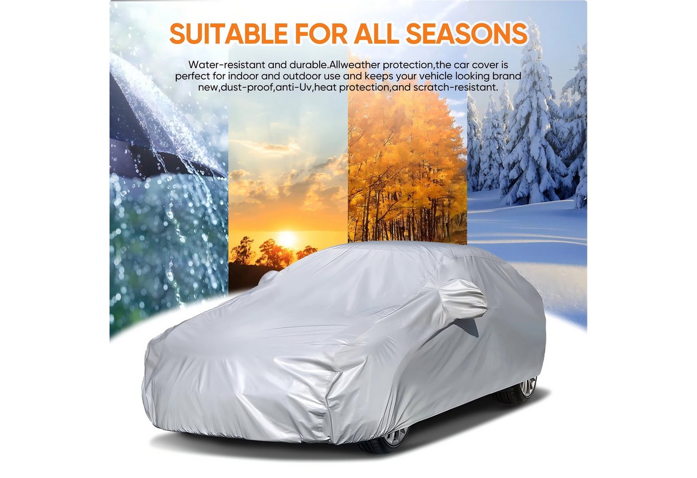 MIBODE Autoplane Autoplane Autoschutzhülle Auto Abdeckplane Car Cover Autoplane Silber – Bild 2 von 5