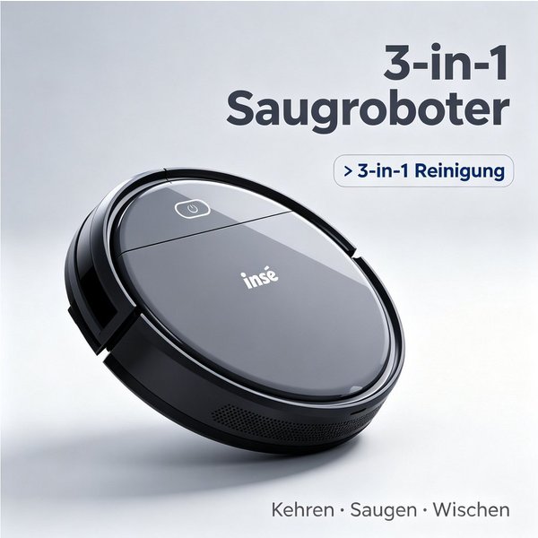 MIBODE Bürstsauger E3 PLUS Saugroboter Grau mit Fernbedienung, Sensoren & Seitenbürsten, Anti-Sturz-Sensoren, Hinderniserkennung, flaches Design