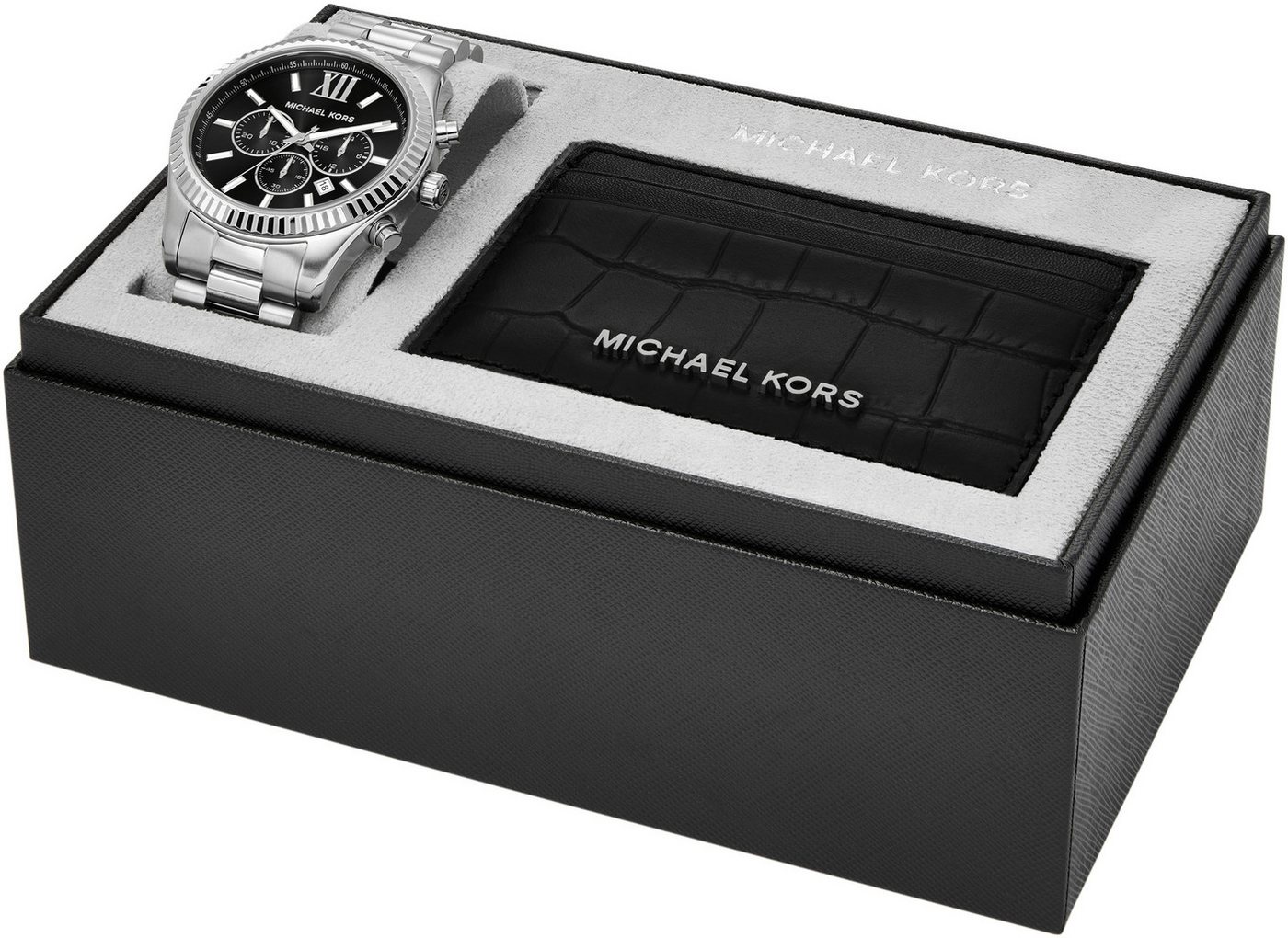 MICHAEL KORS Chronograph LEXINGTON MK1091SET, (Set, 2-tlg., mit Kartenmäppchen), Quarzuhr, Armbanduhr, Herrenuhr, Edelstahlarmband – Bild 4 von 5