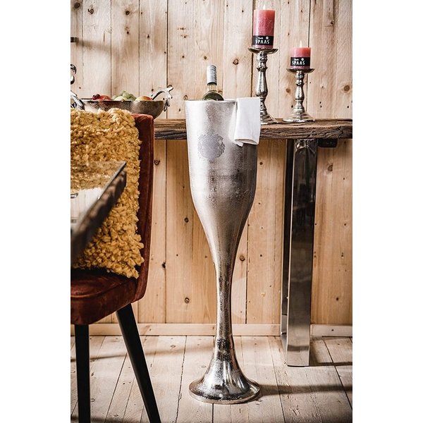 MichaelNoll Wein- und Sektkühler Champagnerkühler auf Standfuß Flaschenkühler Aluminium - XXL 90 cm