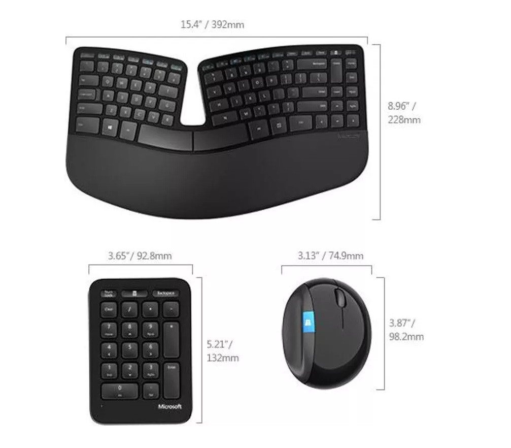 Microsoft Sculpt Ergonomic Desktop -Maus+Tastatur+Ziffernblock, QWERTY SK/CZ Tastatur- und Maus-Set – Bild 3 von 5