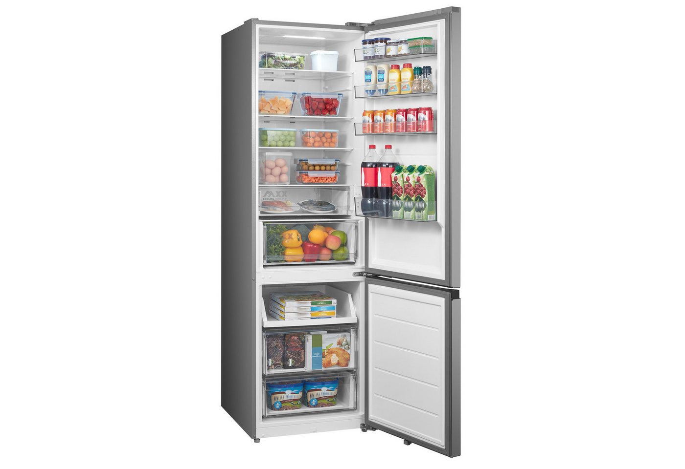 Midea Kühl-/Gefrierkombination SPACE MASTER MERB445MIC46, 201 cm hoch, 59,5 cm breit, Mehr Platz für Frische – mit extra viel Stauraum und NoFrost – Bild 2 von 5