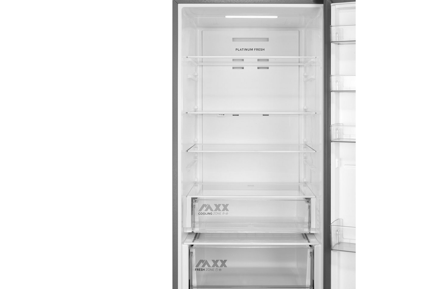 Midea Kühl-/Gefrierkombination SPACE MASTER MERB445MIC46, 201 cm hoch, 59,5 cm breit, Mehr Platz für Frische – mit extra viel Stauraum und NoFrost – Bild 3 von 5