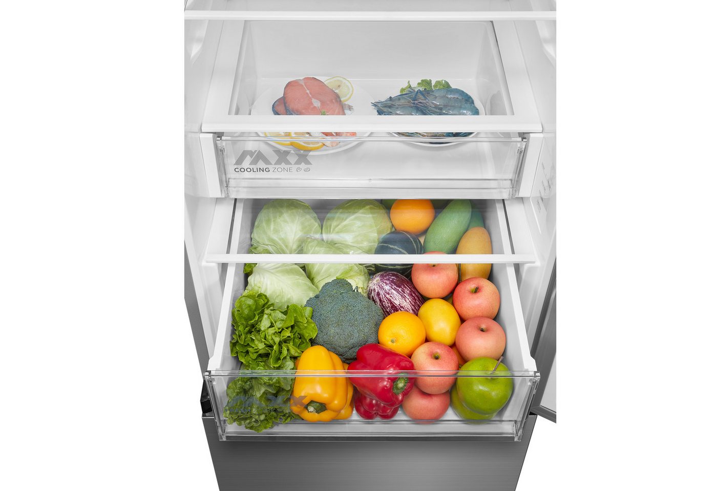 Midea Kühl-/Gefrierkombination SPACE MASTER MERB445MIC46, 201 cm hoch, 59,5 cm breit, Mehr Platz für Frische – mit extra viel Stauraum und NoFrost – Bild 4 von 5
