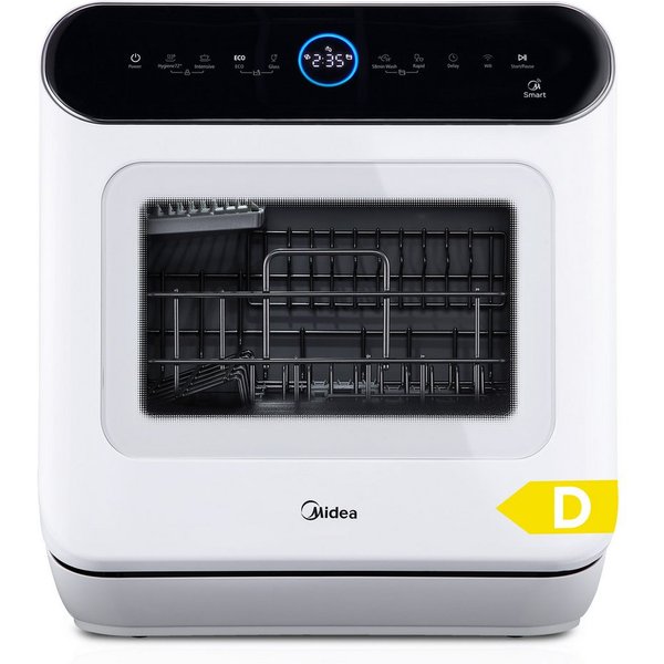 Midea Tischgeschirrspüler MDWMT0305EW-WE, 3 Maßgedecke, mit/ohne Festwasseranschluss, Automatischer Türöffner, IOT