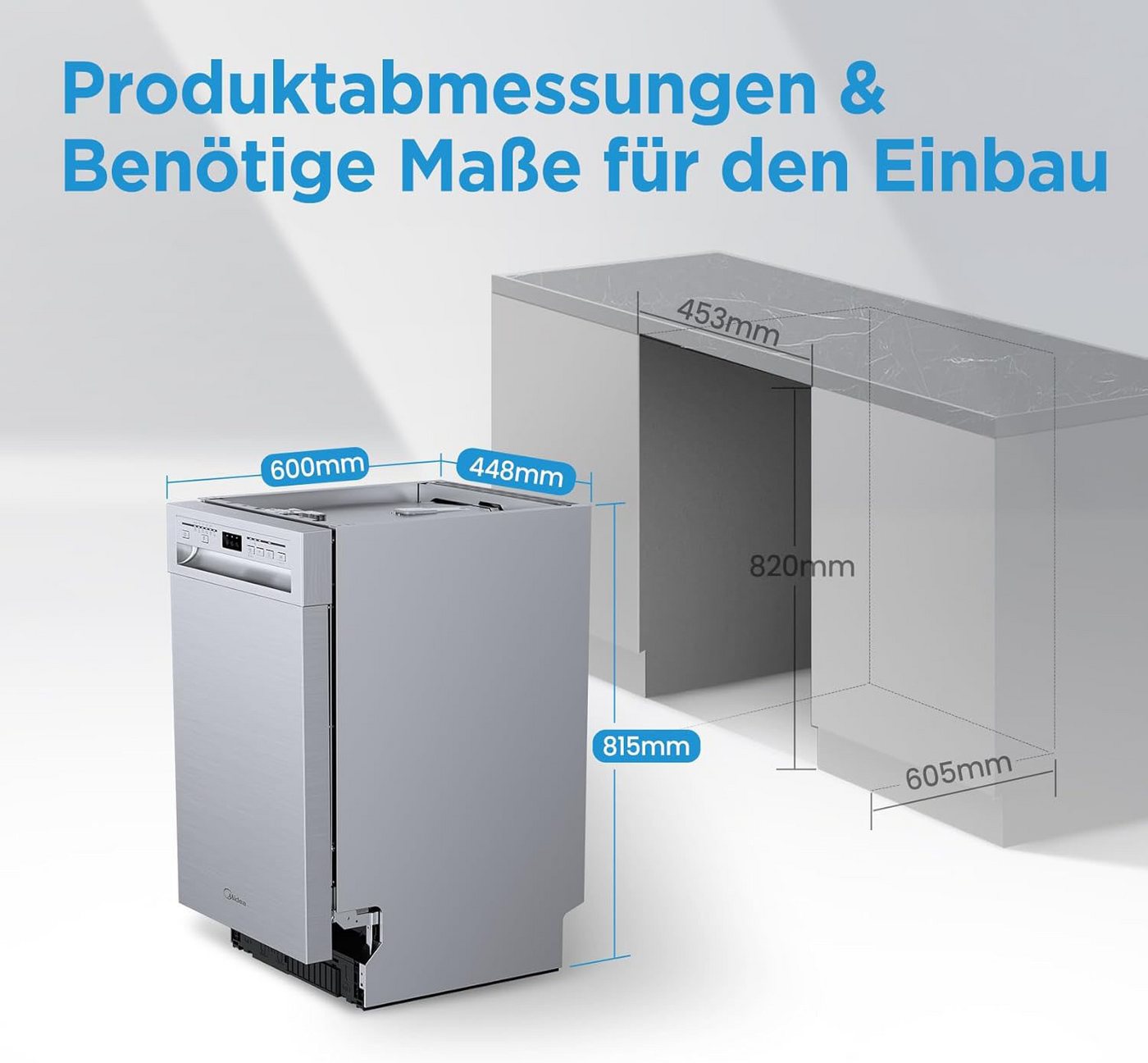 Midea Unterbaugeschirrspüler MDWEU1036WSS, 8,5 l, 10 Maßgedecke – Bild 2 von 5