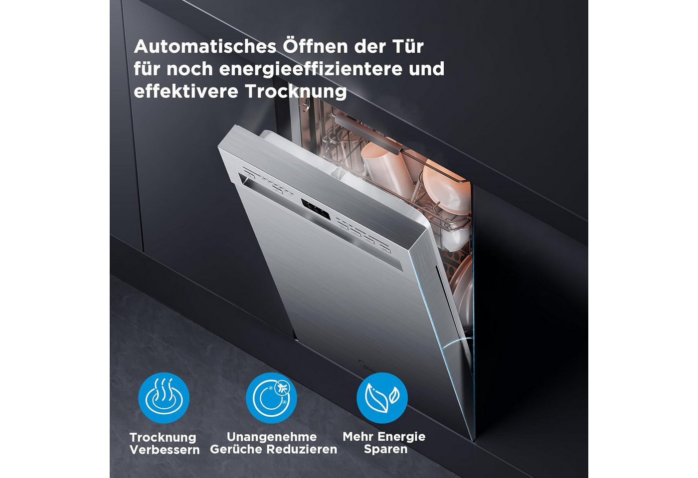 Midea Unterbaugeschirrspüler MDWEU1036WSS, 8,5 l, 10 Maßgedecke – Bild 4 von 5