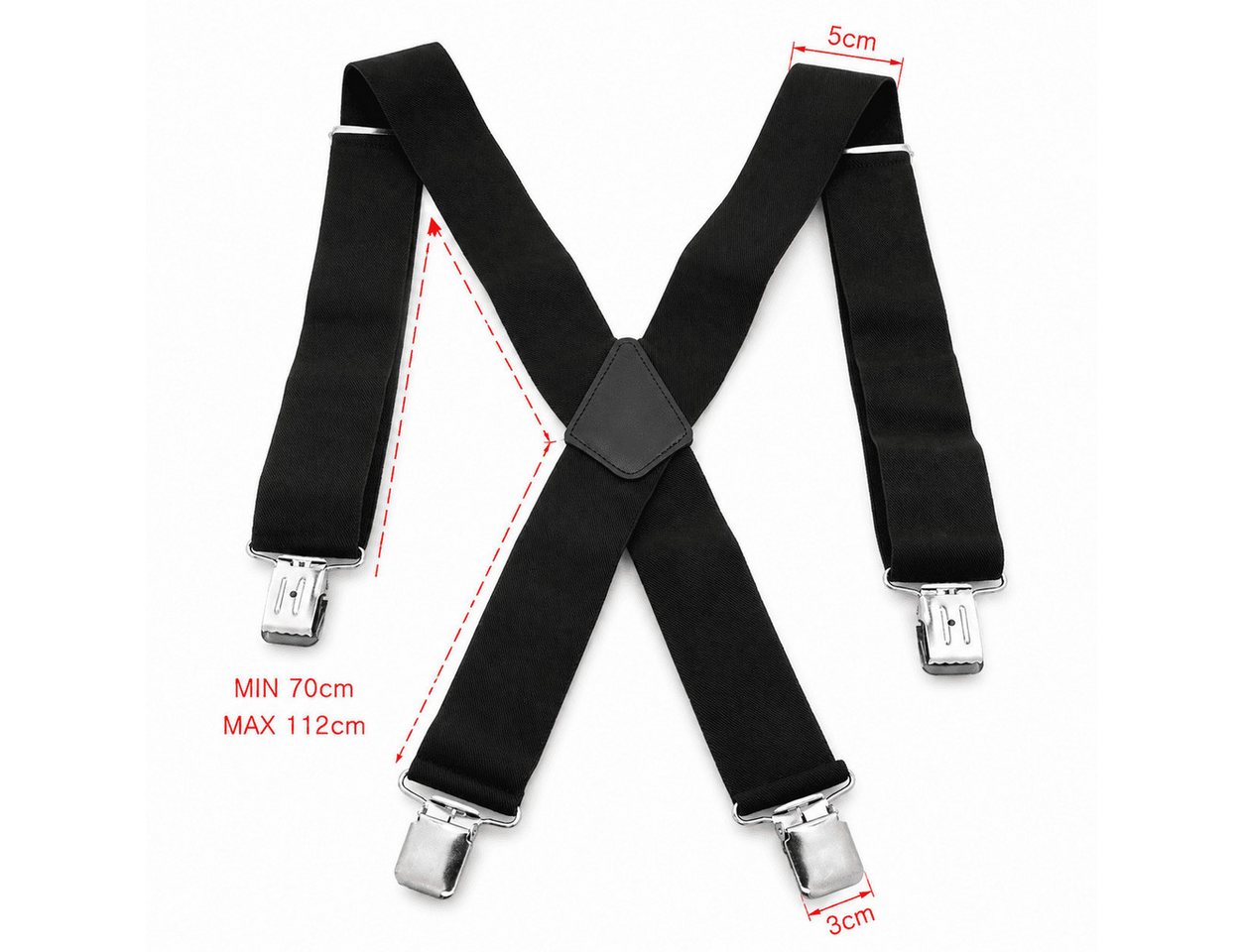 MidGard Hosenträger X-Form mit 4 extra starken Clips, 5 cm Breit, Einstellbar & Elastisch Einheitsgröße für Männer und Frauen – Bild 3 von 5