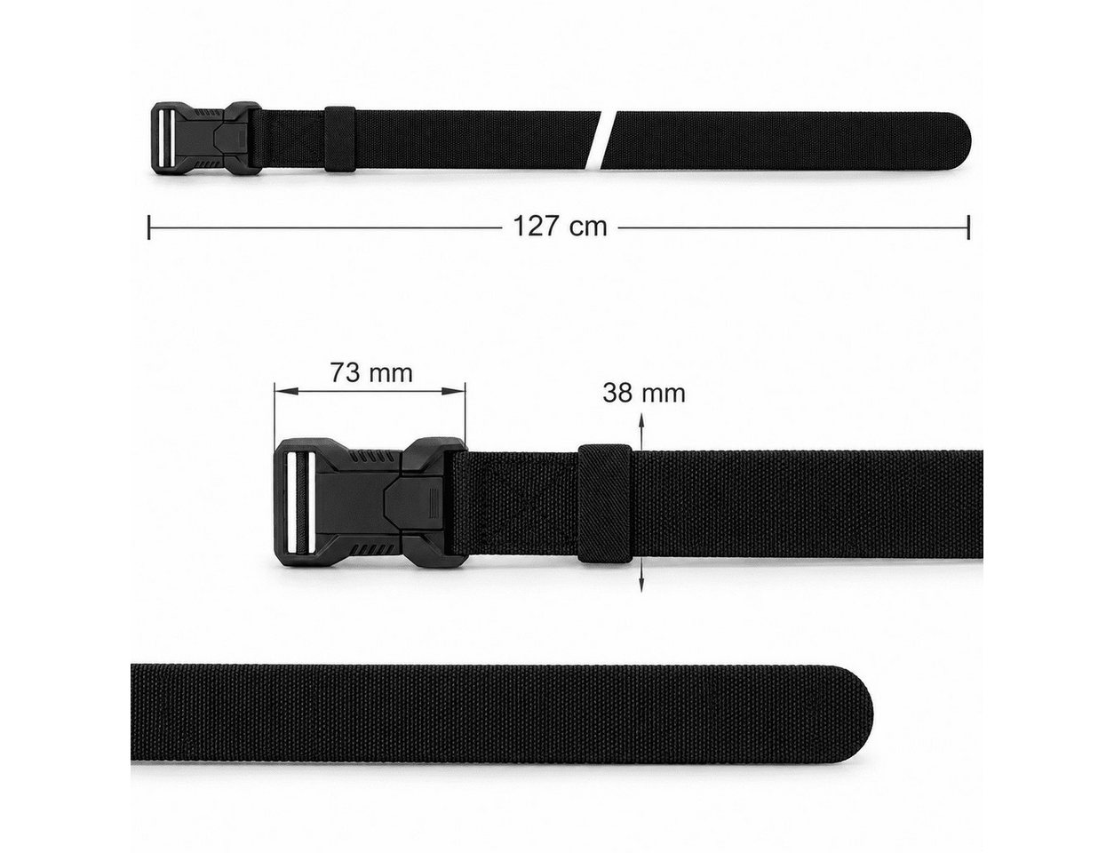 MidGard Hüftgürtel Elastischer Gürtel aus Nylon, Hochleistung-Hosengürtel Arbeitsgürtel (2-St) mit Schnellverschluss für Damen & Herren – Bild 5 von 5