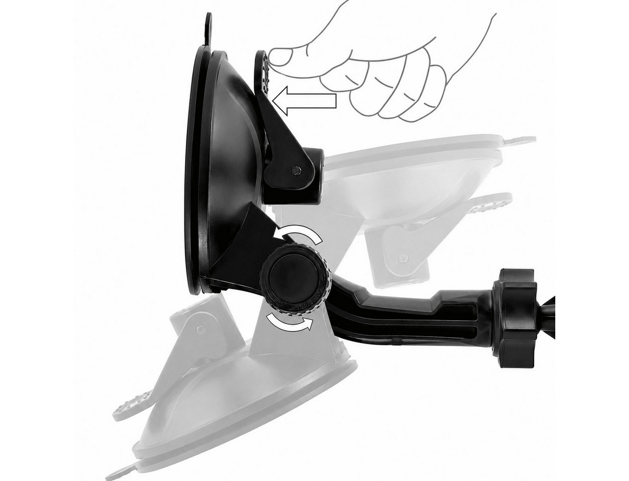 MidGard Navigationsgeräte-Halterung 4-Krallen Armaturenbrett / Windschutzscheibe Autohalterung für Navi, (für Navigon, Falk, Becker, Garmin, NavGear, Medion, To – Bild 5 von 5