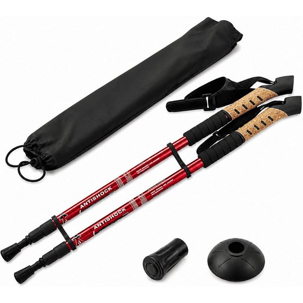 MidGard Nordic-Walking-Stöcke Teleskop Antischock Wanderstöcke aus Aluminiumlegierung mit Korkgriff (2 St), Leicht, mit ergonomischen Korkgriffe inkl. Transport