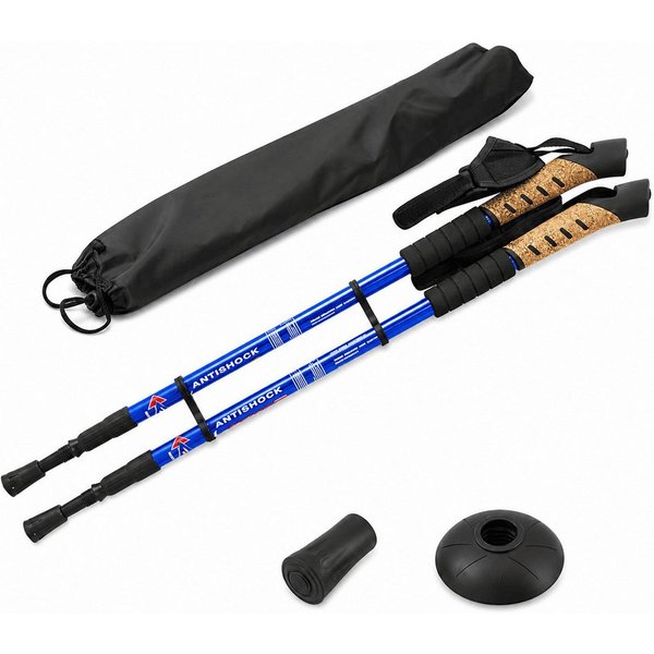 MidGard Nordic-Walking-Stöcke Teleskop Antischock Wanderstöcke aus Aluminiumlegierung mit Korkgriff (2 St), Leicht, mit ergonomischen Korkgriffe inkl. Transport