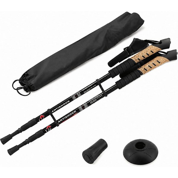 MidGard Nordic-Walking-Stöcke Teleskop Antischock Wanderstöcke aus Aluminiumlegierung mit Korkgriff (2 St), Leicht, mit ergonomischen Korkgriffe inkl. Transport