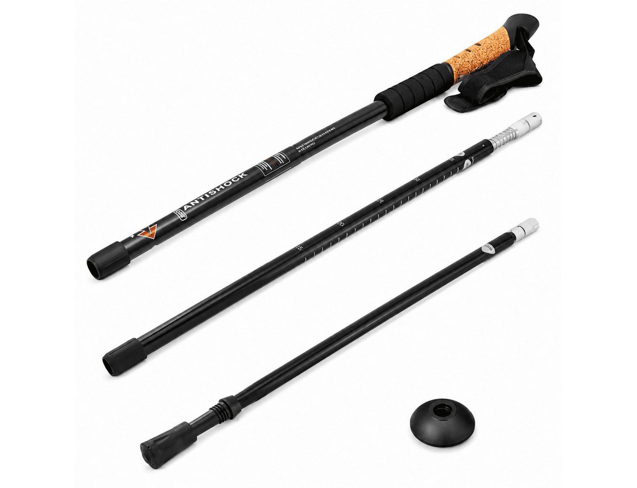 MidGard Nordic-Walking-Stöcke Teleskop Antischock Wanderstöcke aus Aluminiumlegierung mit Korkgriff (2 St), Leicht, mit ergonomischen Korkgriffe inkl. Transport – Bild 4 von 5