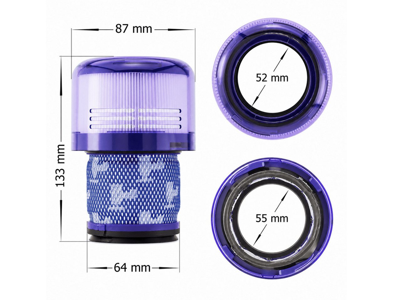MidGard Saugfilter Filter Ersatzfilter für Staubsauger Dyson V12 Detect Slim Absolute (3 St), ersetzt Originalteil Nr. 971517-01 – Bild 4 von 4