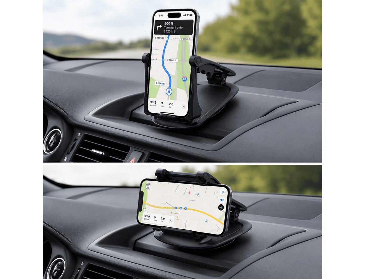 MidGard Smartphone-Halterung Cockpit Handyhalterung Armaturenbrett Autohalterung Smartphones Navi, (bis 6.5 Zoll, rutschfest ohne Saugnapf, drehbar um 360 Grad) – Bild 2 von 5