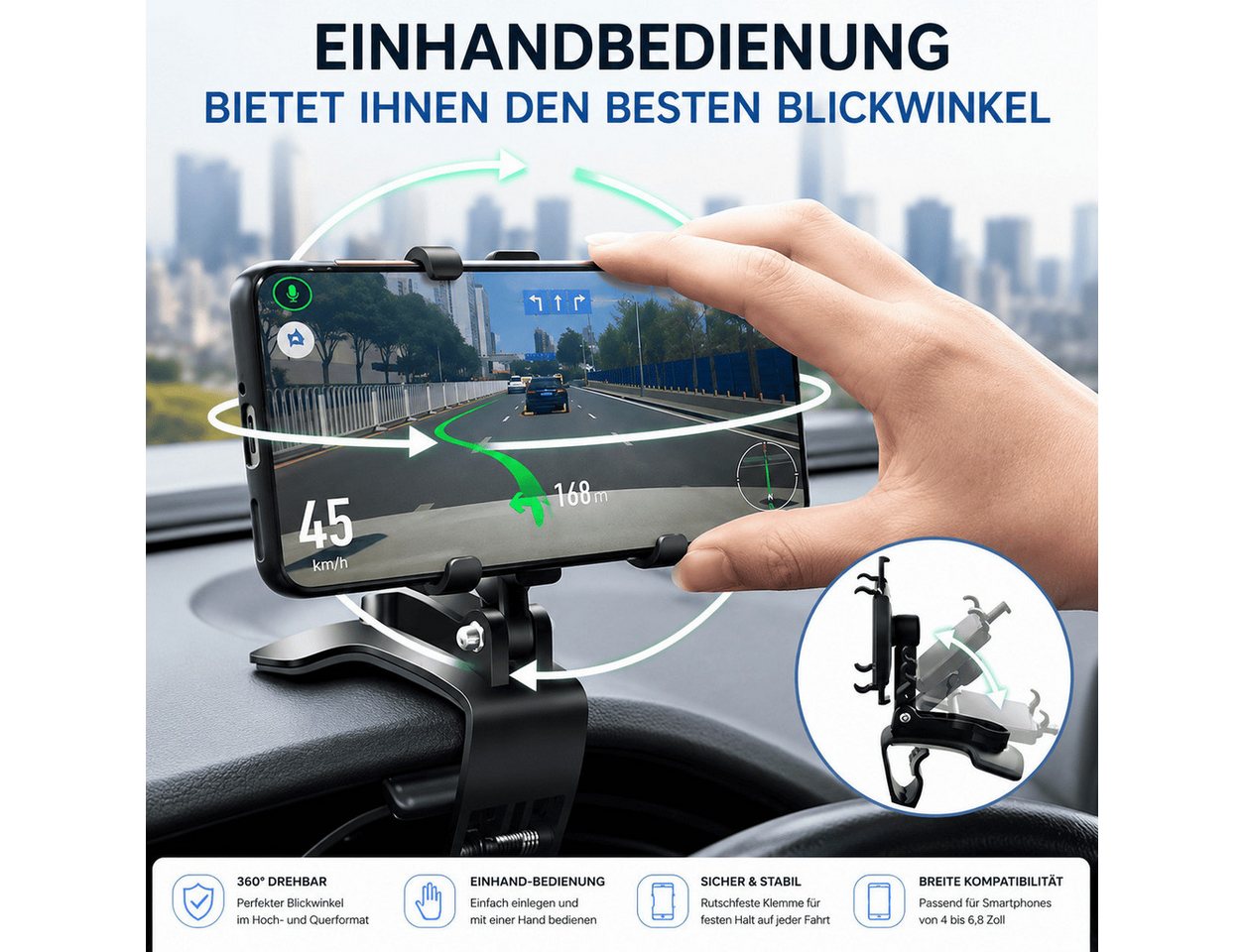 MidGard Smartphone-Halterung Universal Armaturenbrett Autohalterung für Smartphones, Navi usw., (Kein Kleben oder Schrauben, rückstandslos entfernbar) – Bild 4 von 5