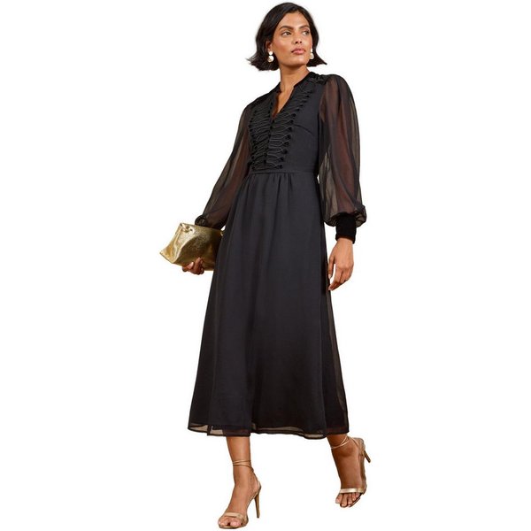 Love & Roses Midikleid Love & Roses Midikleid, Bindeausschnitt, Regular (1-tlg)