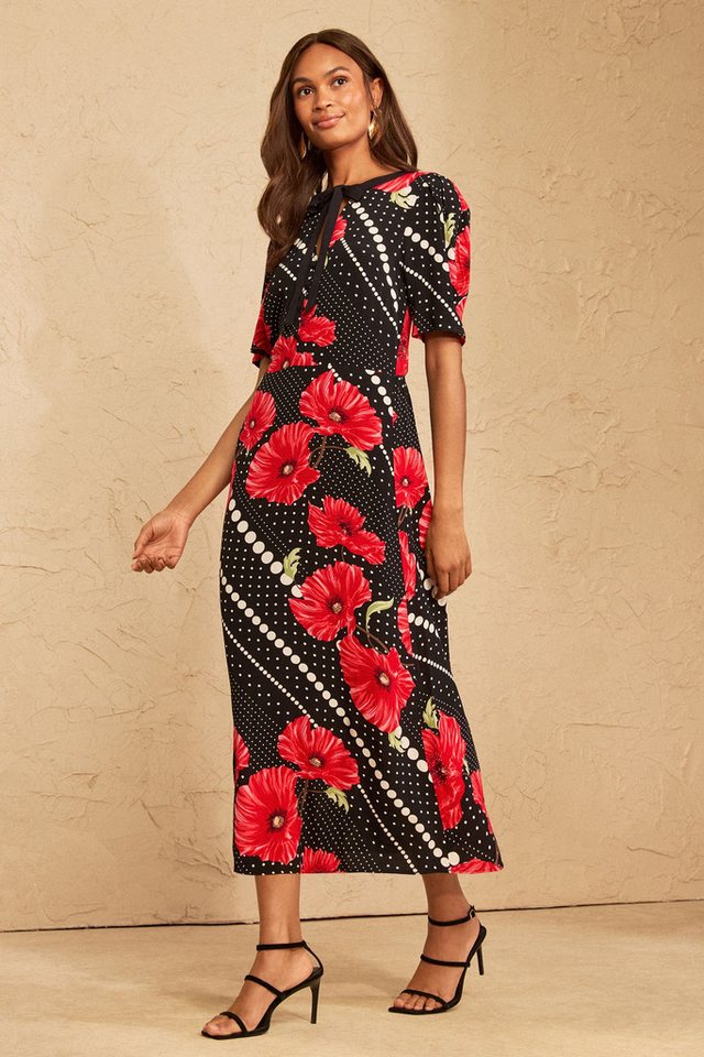 Love & Roses Midikleid Love & Roses Midikleid, Mohnblumen-Print, Regular (1-tlg) – Bild 4 von 4