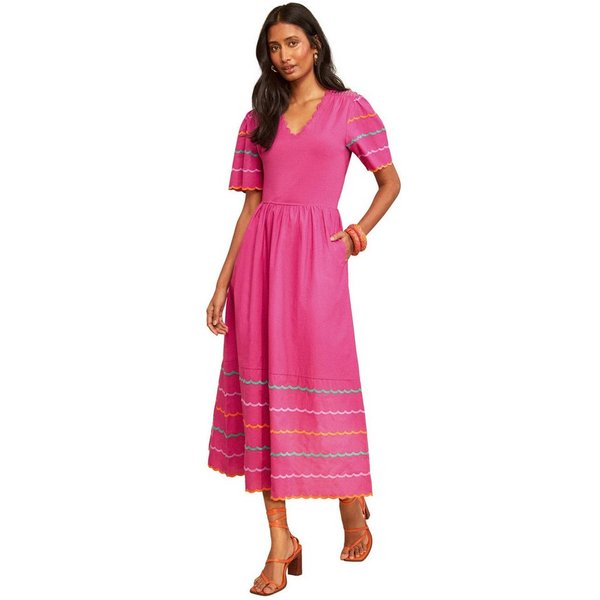 Love & Roses Midikleid Love & Roses Midikleid mit Bogenkante, Regular (1-tlg)
