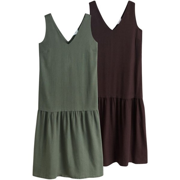 The Set Midikleid The Set Midikleid mit V-Ausschnitt, 2er-Pack (2-tlg)