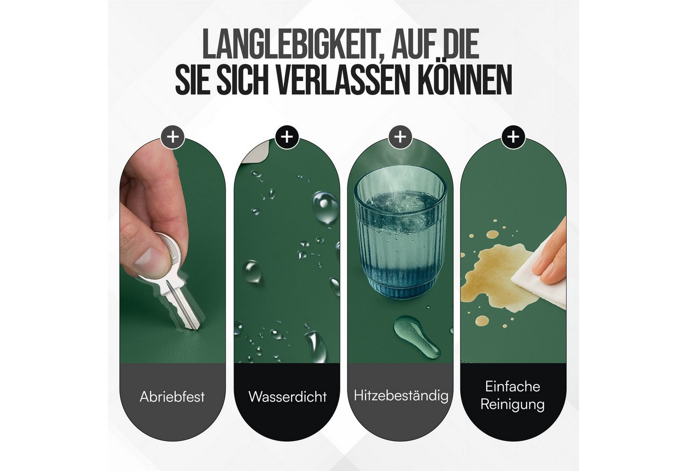 Midori Schreibtischunterlage, (Midori Schreibtischunterlage 90x43cm Mauspad Tischunterlage Dunkelgrün) – Bild 4 von 5