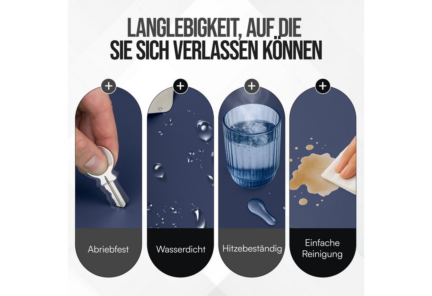 Midori Schreibtischunterlage, (Midori Schreibtischunterlage 80x40cm Mauspad Tischunterlage Dunkelblau) – Bild 4 von 5