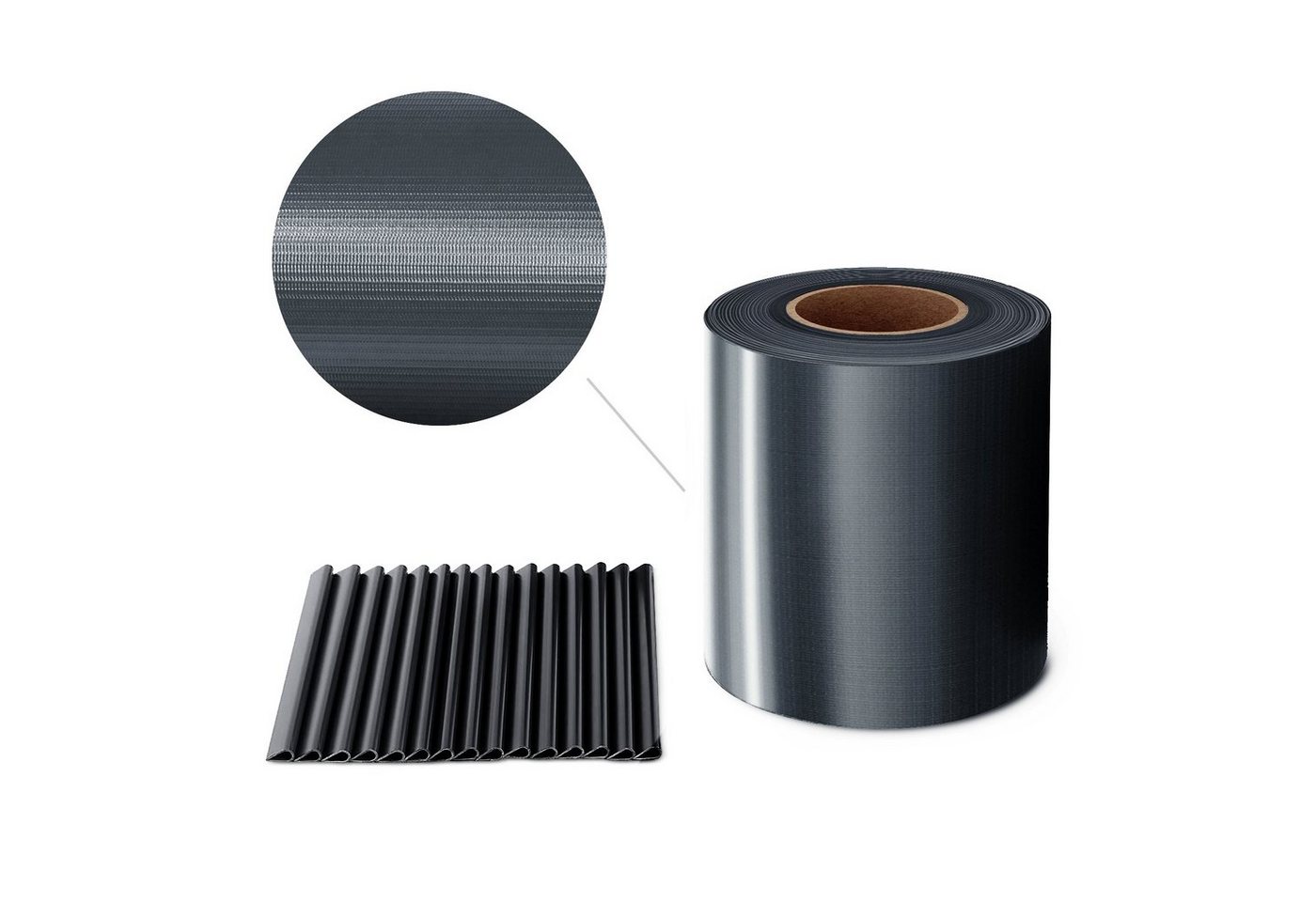 Midori Sichtschutzstreifen, (Packung, 1 Rolle PVC - Sichtschutz = 6,65 m² + 30 Befestigungsclips), Sichtschutzstreifen Zaunblende 35m Rolle 19 cm PVC Zaunfolie  – Bild 3 von 5