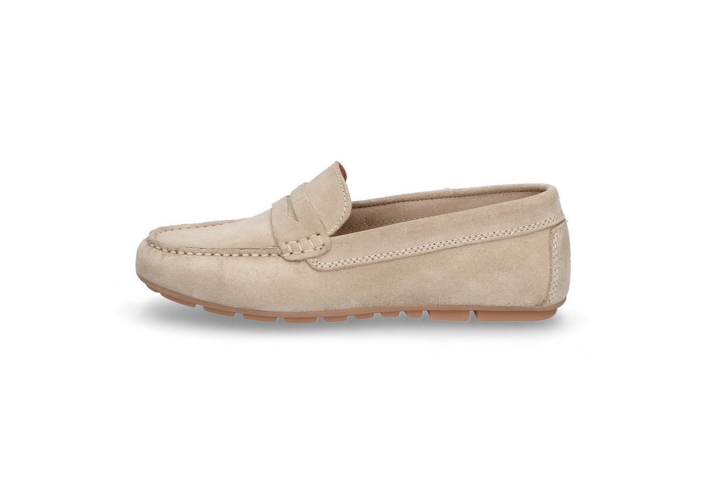 MIDS MIRELLA Damen Mokassin beige, Slipper aus Rauleder mit Leder-Innensohle und Gummisohle – Bild 2 von 5