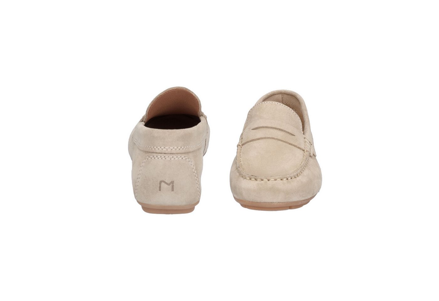 MIDS MIRELLA Damen Mokassin beige, Slipper aus Rauleder mit Leder-Innensohle und Gummisohle – Bild 3 von 5