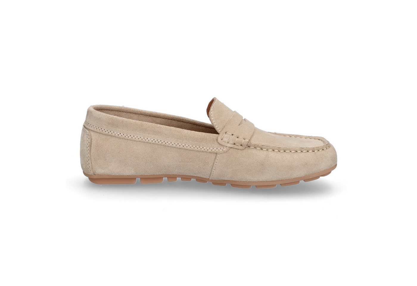 MIDS MIRELLA Damen Mokassin beige, Slipper aus Rauleder mit Leder-Innensohle und Gummisohle – Bild 4 von 5