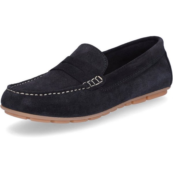 MIDS MIRELLA Damen Mokassin navy, Slipper aus Rauleder mit Leder-Innensohle und Gummisohle