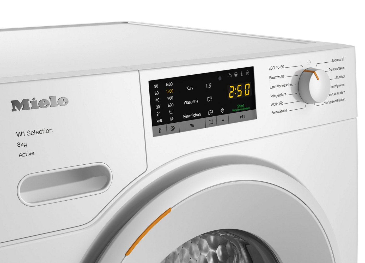 Miele Waschmaschine WSA123 WCS 8kg Active, 8 kg, 1400 U/min, Getestet auf 20 Jahre perfekte Wäschepflege, 25 Jahre Motorgarantie – Bild 3 von 5