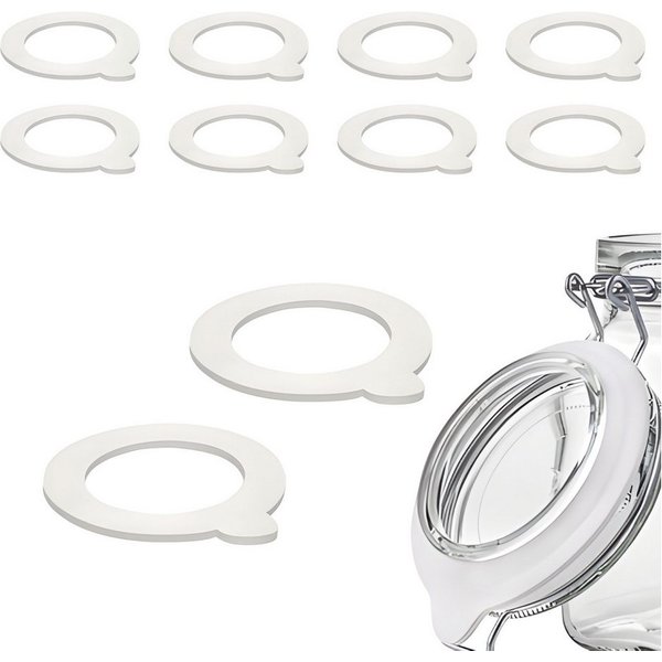 mikken Einkochring 10x Gummidichtung 65x41 mm weiß – Gummiringe für Einkochgläser, für Bügelverschlussgläser
