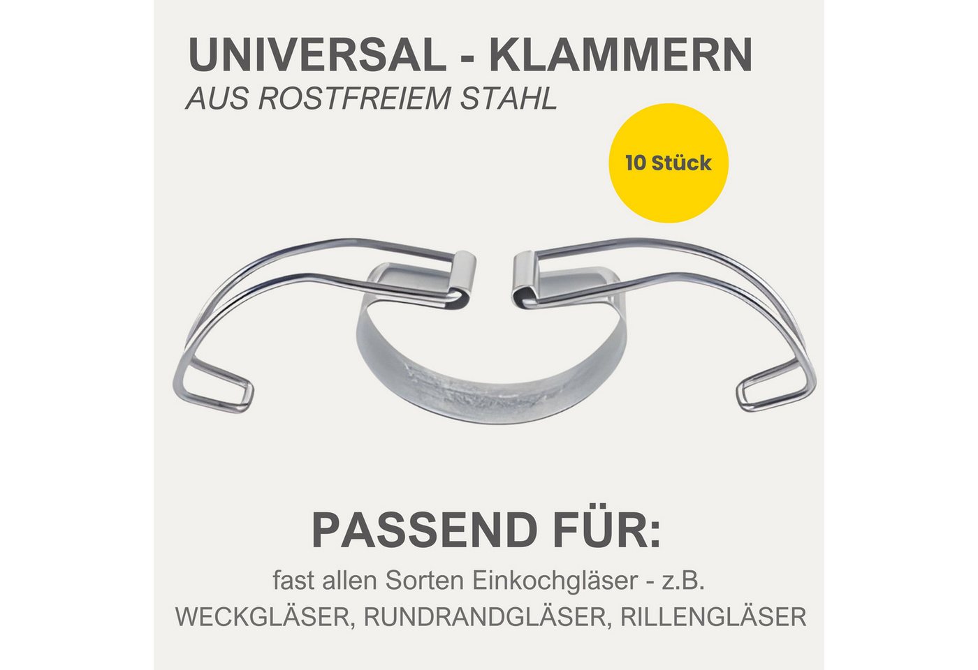 mikken Einkochring Einkochset 10 Weckringe & Metallklammern für Weckgläser Ø10 cm, Passend für Weckgläser / Rundrandgläser Ø 10 cm – Bild 2 von 4