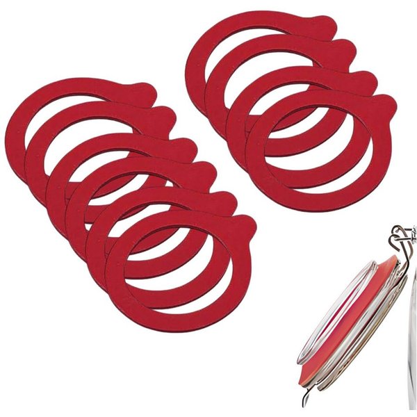 mikken Einkochring rot 10 Gummiringe für Bügelverschlussgläser 65x90 mm Dichtungsring, für Fido-Gläser von Bormioli und Bügelverschlussgläser von 0,25 - 1 L