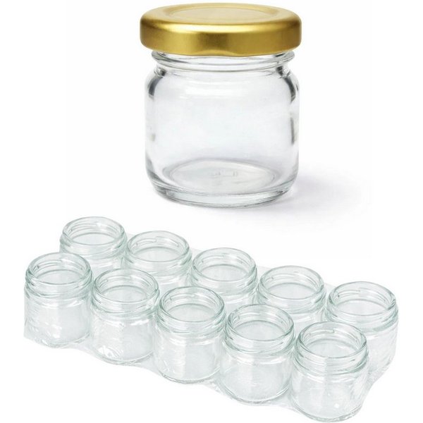 mikken Einmachglas 10 Mini-Einmachgläser 40 ml mit Schraubdeckel Mini Gläser, (Spar-Set, Spar-Set), luftdicht, zum pasteurisieren