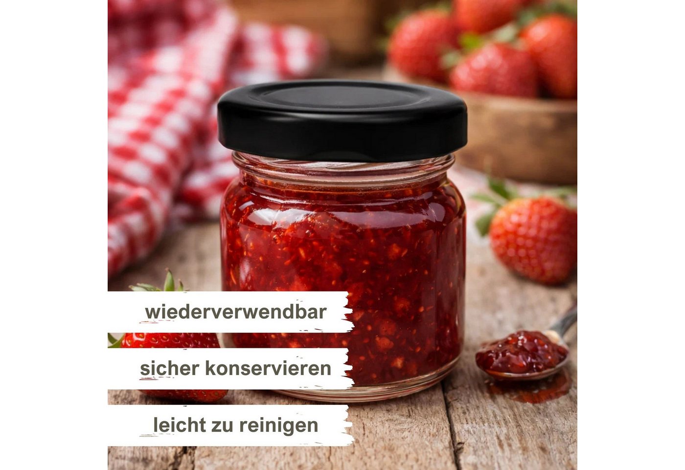 mikken Einmachglas 10 Mini-Einmachgläser 40 ml mit Schraubdeckel Mini Gläser, (Spar-Set, Spar-Set), luftdicht, zum pasteurisieren – Bild 2 von 4