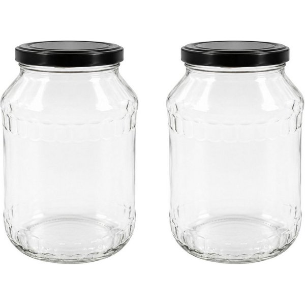 mikken Einmachglas 2 große Vorratsgläser 2650 ml, (2er Set Vorratsglas), mit Twist-Off Deckel TO100 und 2 Etiketten zum Beschriften