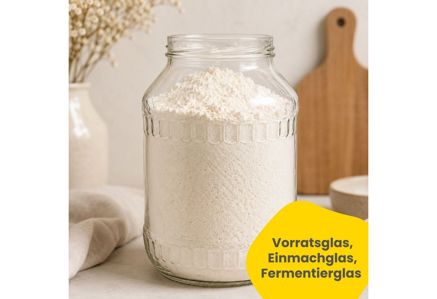 mikken Einmachglas 4 große Vorratsgläser 2650 ml, (Spar-Set, 4er Set Einkochgläser), mit Twist-Off Deckel TO100 und 4 Etiketten zum Beschriften – Bild 4 von 4